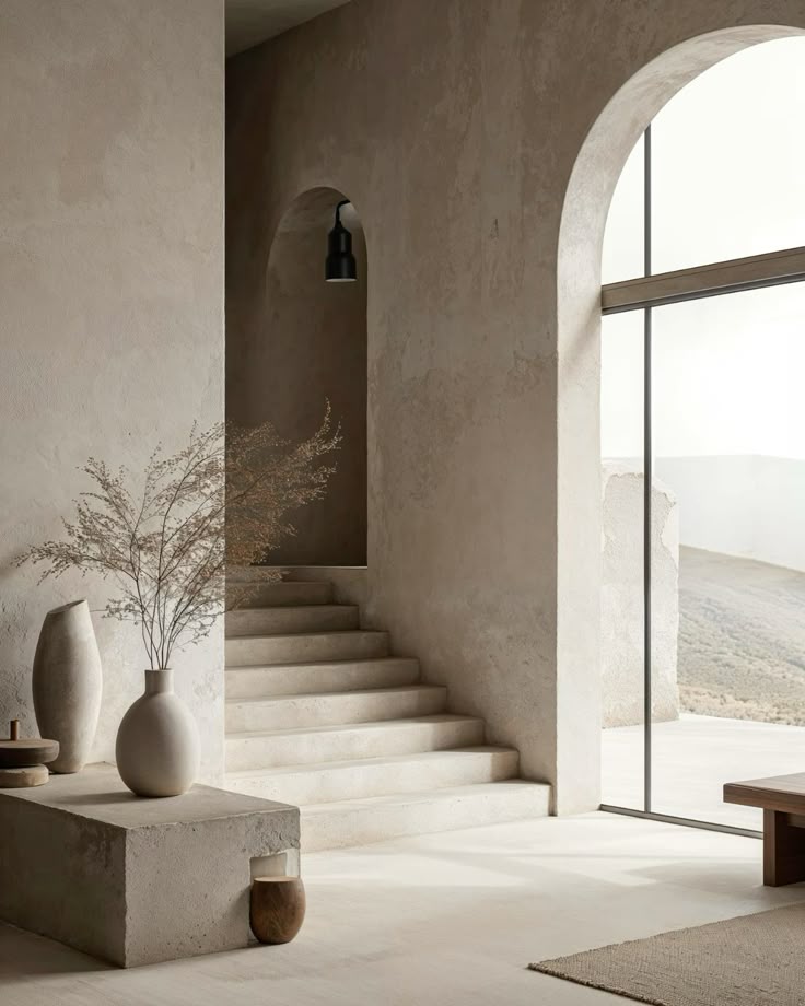 Staircase with modern wall finish